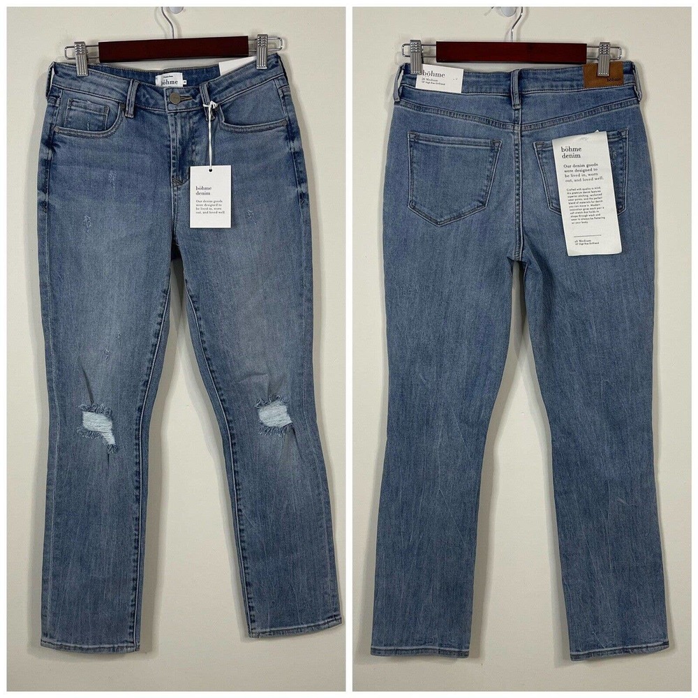 NWT Bohme 10” High Rise Ankle Girlfriend Jeans Size 26 Blue